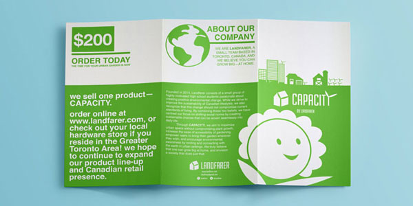 brochure promoting urban garden shelving unit concept