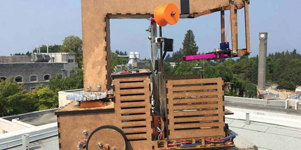 robot on top of platform on roof